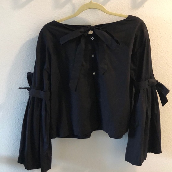 Free People Black long sleeve blouse - Picture 3 of 6